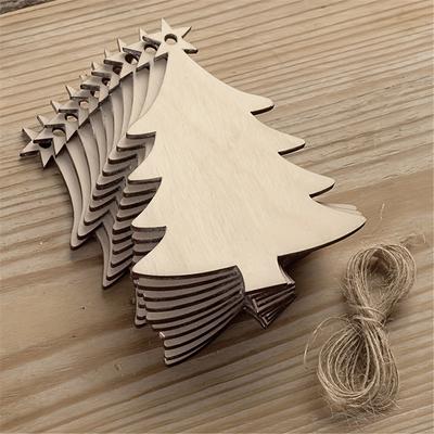 10 Stück Weihnachtsbaum-Form, Holzhandwerk, Hängeornamente, unvollendete Weihnachtsbaum-Anhänger-Dekoration, Holzscheiben zum Basteln