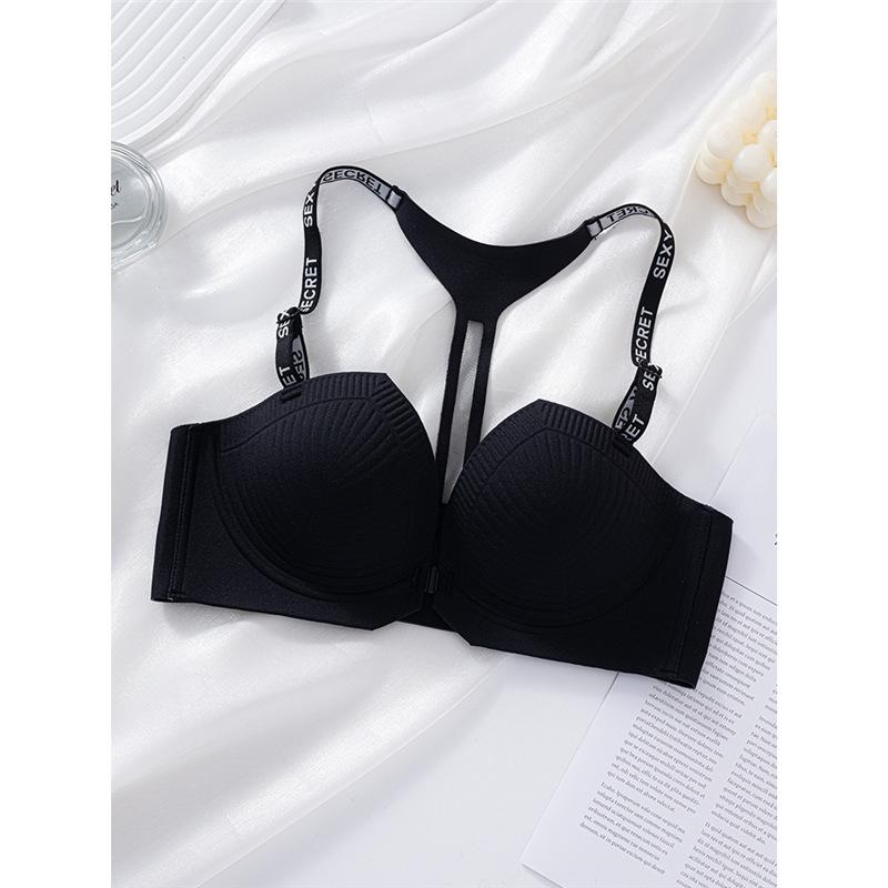 

Бюстгальтер пуш-ап с застежкой спереди для маленькой груди - Боковая поддержка, Предотвращение провисания, Т-образная спинка с модными бретелями с надписями 34/75AB