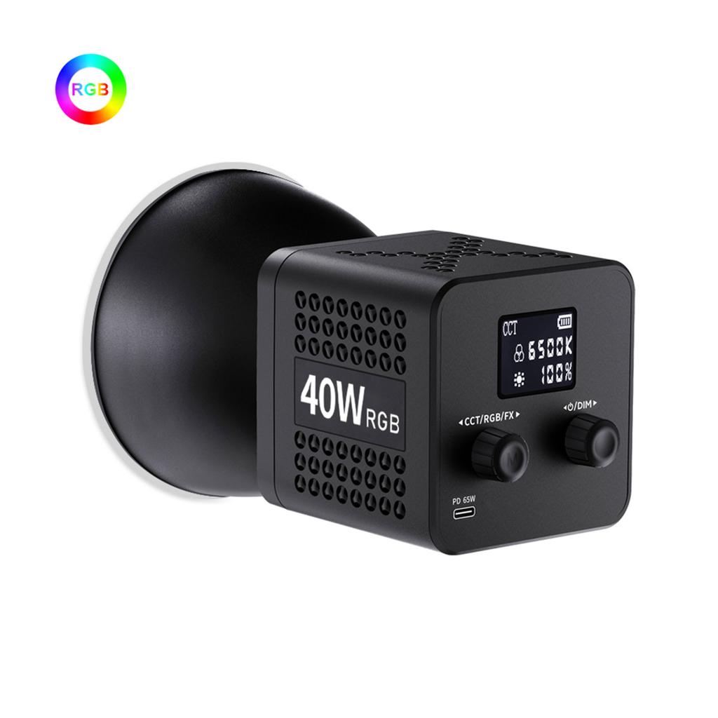 40W RGB Portable LED Video Light 3400mAh Build In Battery Adjustable Color Temperature COB Handheld Spotlight