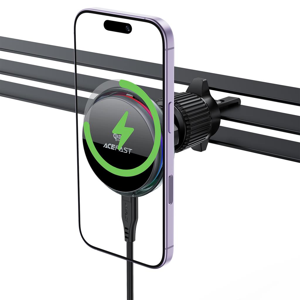 ACEFAST D61 QI2 25W Magnetisk Trådlös Laddning Bilhållare Justerbar Bil Laddningshållare med Kylfläkt
