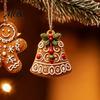 Weihnachtsgeschäft Fensterdekorationen Holz Lebkuchenstil Ornamente mit natürlicher Hanfschnur, Retro Festliche Hängende Weihnachtsbaum Anhänger für Zuhause