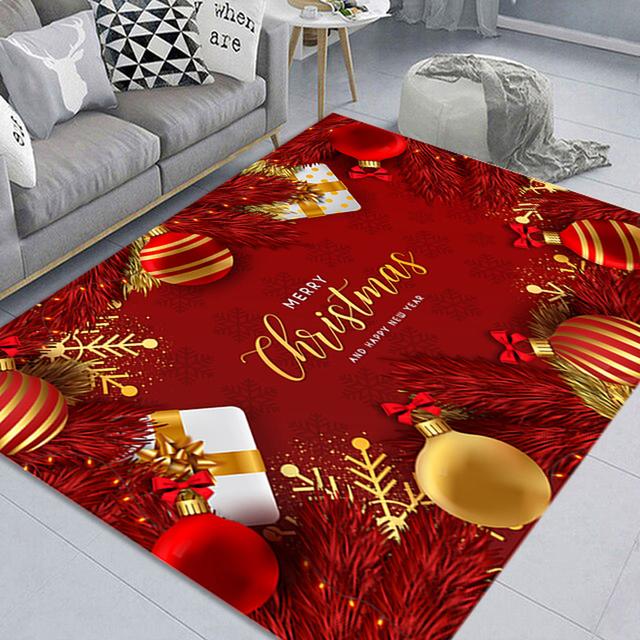 Christmas Print Decorative Floor Mat Living Room Bedroom Sofa Bedside Blanket  Year Corridor Floor Antifouling Door Mat