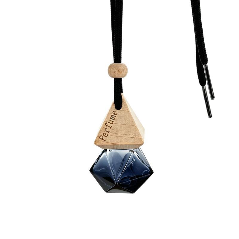 Empty Gradient Black Rhombus Glass Perfume Bottle 1Pcs Triangle Cover Portable Refillable Leakproof Vial for Women Daily Carry