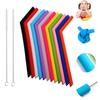 Premium Food Grade Silicone Straw 200mm Length Microwave Safe Round Shape Solid Color