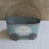 Flower Cart Planter Curved Handle Oval Iron Plant Holder WheelShaped Garden Decoration Aged