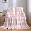 Pink & White Gingham Flannel Blanket Warm Soft Halloween Christmas Couch Warm Cozy Decorative Decor Gift for All Season