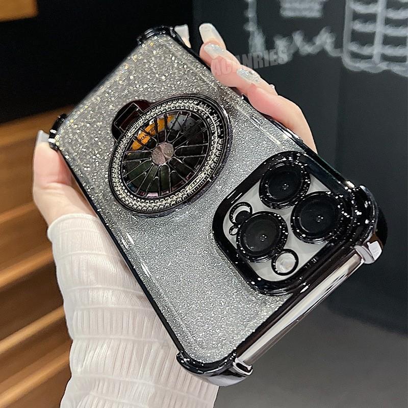 Rotating Gyro Cooling Suitable for Apple 16promax Electroplating Bracket Mobile Phone Case IPhone 15 Magnetic Protection Case