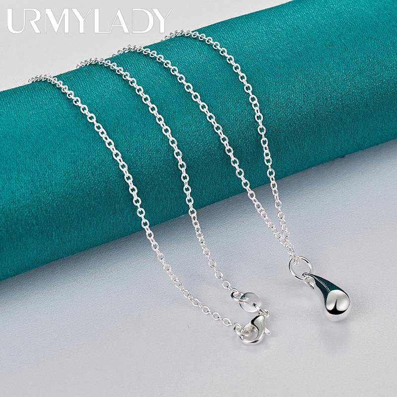 URMYLADY 925 Sterling Silver Water Drop Pendant Necklace For Women Wedding Engagement Fashion Jewelry