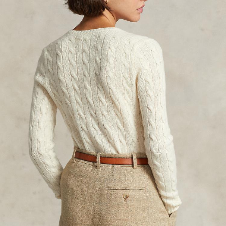 Polo Ralph Lauren Ss22 Solid Color Logo Embroidered V-Neck Long Sleeve Wool Sweater Women Sweater White WMPOSWENC020427-100