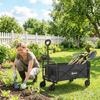 Foldable Garden Cart 72L with Adjustable Handle, in Steel and Oxford Fabric, 114x46x92 cm, Black
