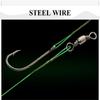 FTK 20 Piece Fishing Steel Hook and Wire Leader with Rolling Swivel Clip 12cm/4.724in 16cm/6.30in 20cm/7.874in