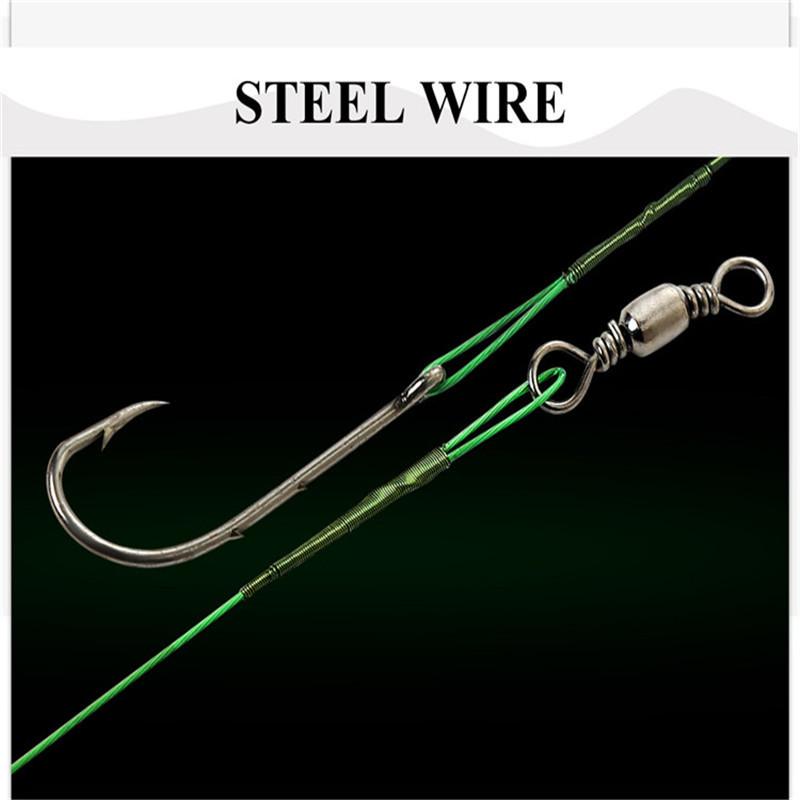 FTK 20 Piece Fishing Steel Hook and Wire Leader with Rolling Swivel Clip 12cm/4.724in 16cm/6.30in 20cm/7.874in