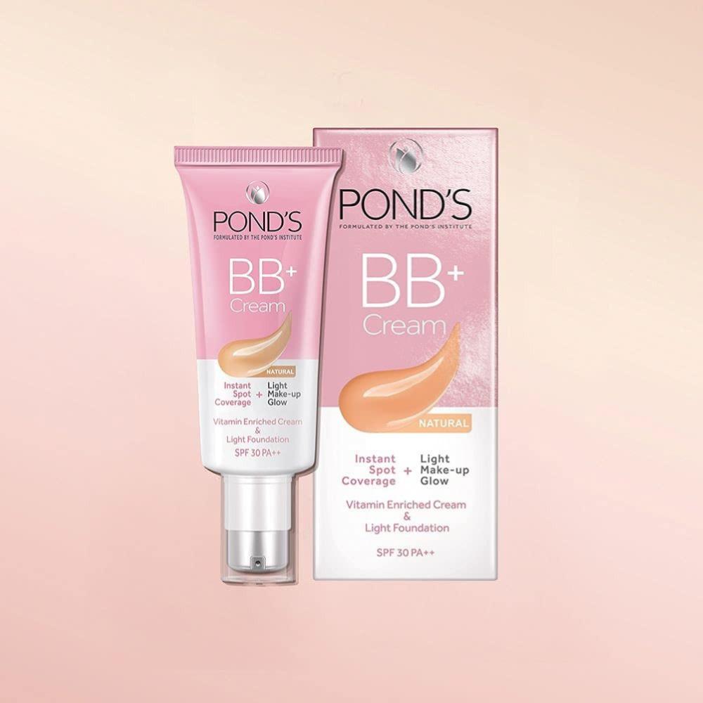 POND'S BB+ Cream Natural Shade 30g For Spot Coverage And Makeup Glow With SPF 30 PA++ Face Foundation Moisturizer