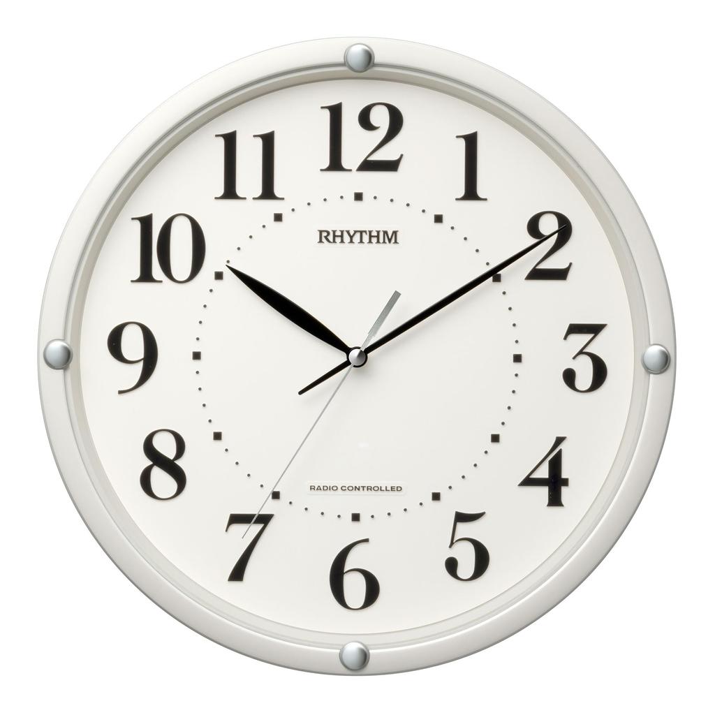 RHYTHM Wall Radio Controlled Continuous Second 3D 8MY568SR03 Clock, Clock, Analog, Quiet, Hand, Easy-to-read Characters, White, 30x4.6cm,