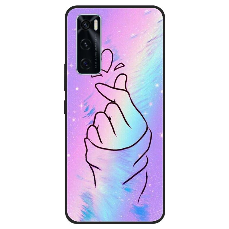 For Vivo V20 SE Case V20SE Silicone Cat Painted Soft Black Cover for VivoV20 V20SE V2022 V2023 Cover TPU Coque Protective Capa