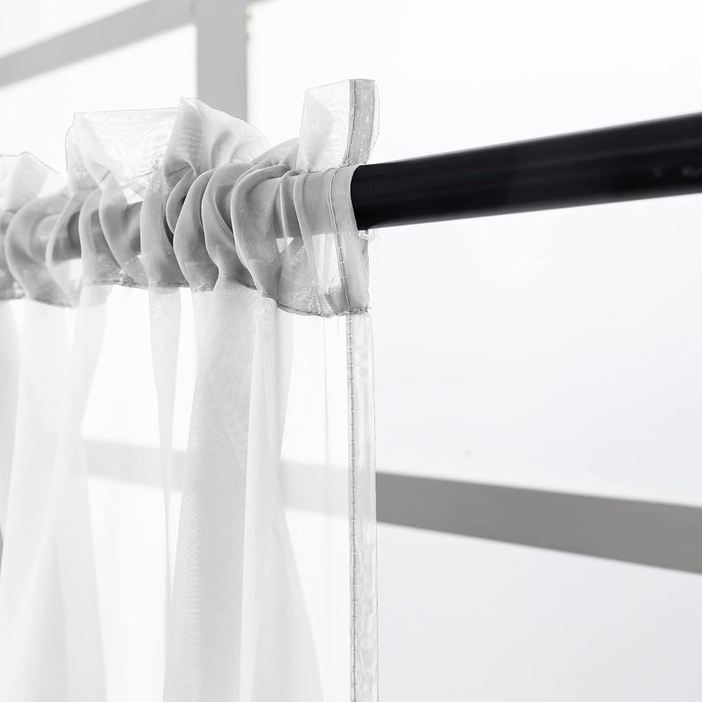 Beaded Triangle Sheer Valance Curta for Living Room,Rod Pocket Farmhouse Window Valance, Bead Trim Tassel Voile Sheer Curtain Valance for Bedroom