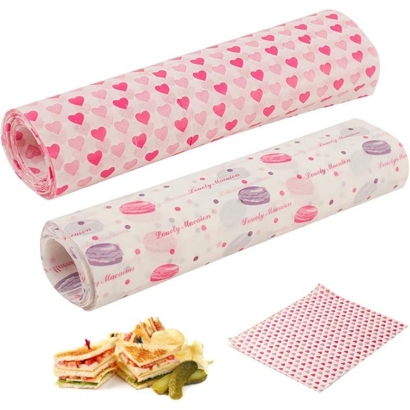 Food Wrapping Paper Colorful Patterned Greaseproof Wax Paper for Sandwiches Baking Hamburgers Snacks and Picnic Supplies