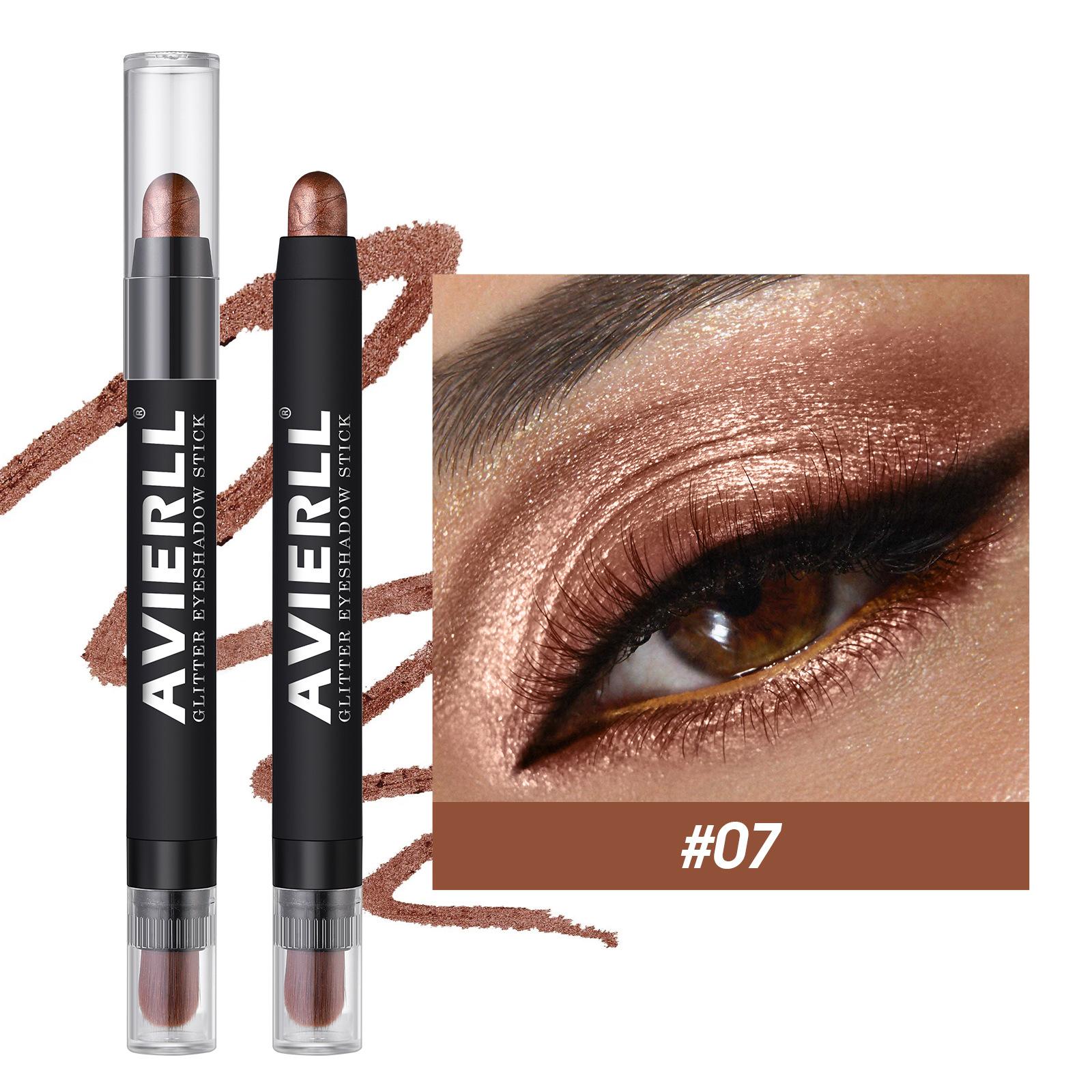 

Тени для век цвета шампанского и коричневого цвета с мерцающим металлическим финишем, водостойкие и стойкие универсальные кремовые карандаши для глаз для создания сияющих акцентов и подводки 7#