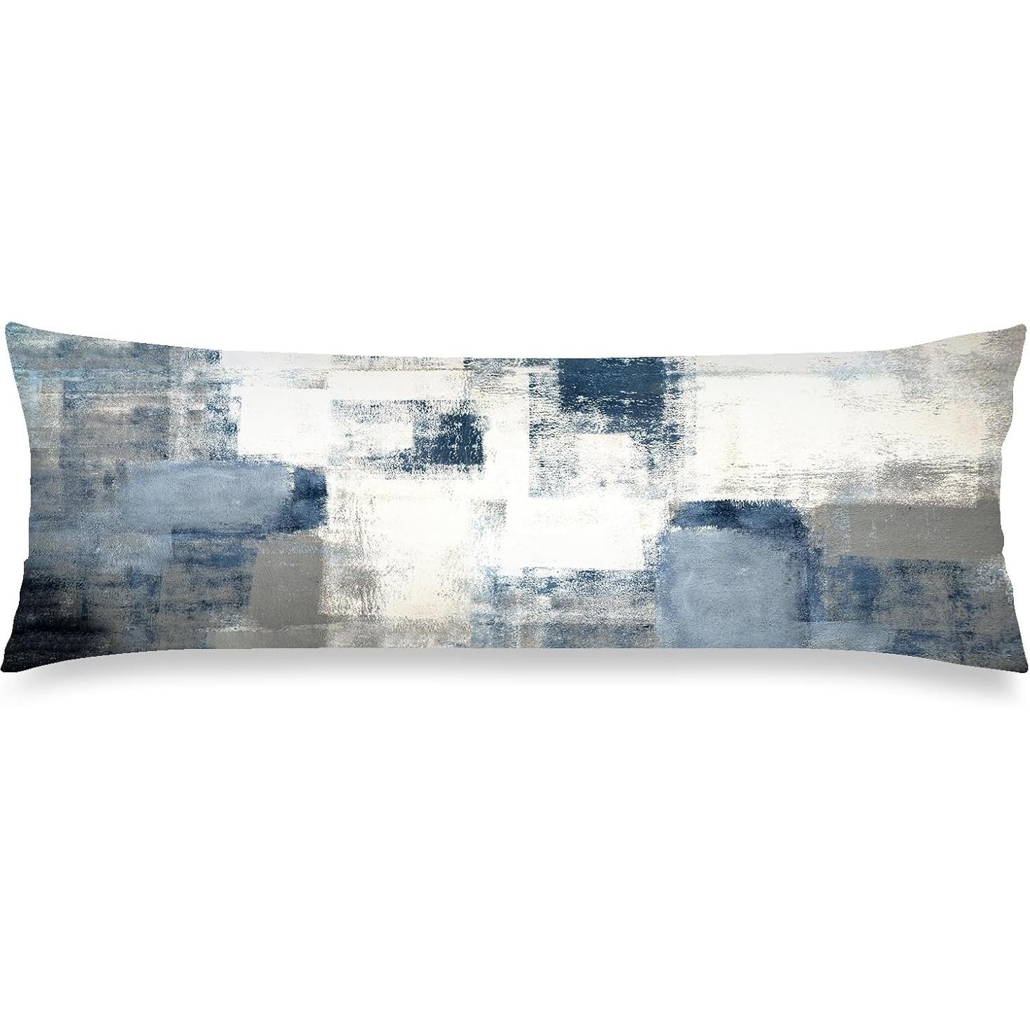 Burnt Orange Body Pillow Cover - Brown, Grey Abstract Art Painting Long Pillow Case with Zipper Decorative Bedding Pillowcase Modern Covers Soft Color-002