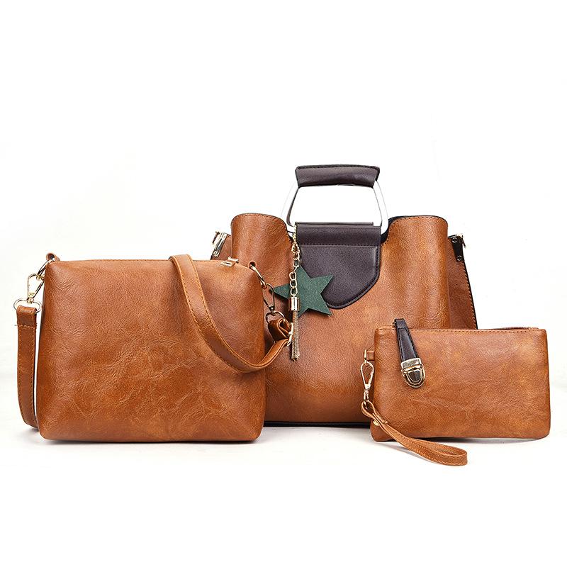 New street trend contrasting colors large capacity horizontal square PU shoulder crossbody portable mother and child bag