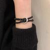 Black Unisex Elegant Beaded Double Circle Bracelet Trendy Retro Jewelry Artistic