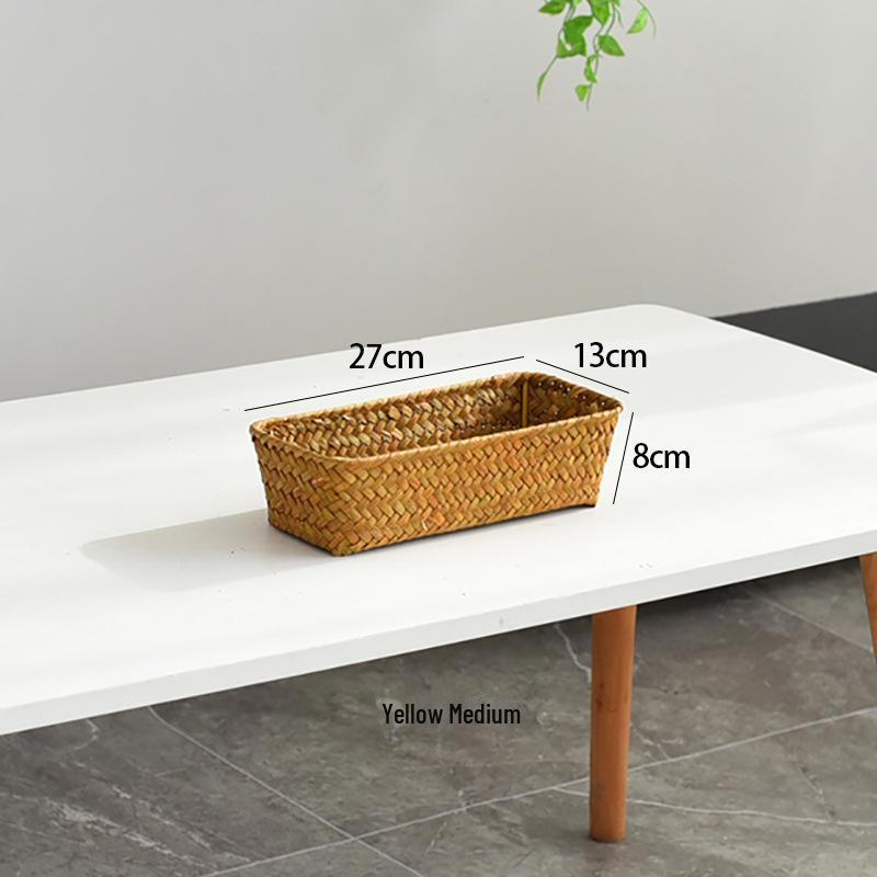 

Корзина для хранения из морской травы, сплетенная вручную: Коробка без крышки для косметики и организации рабочего стола