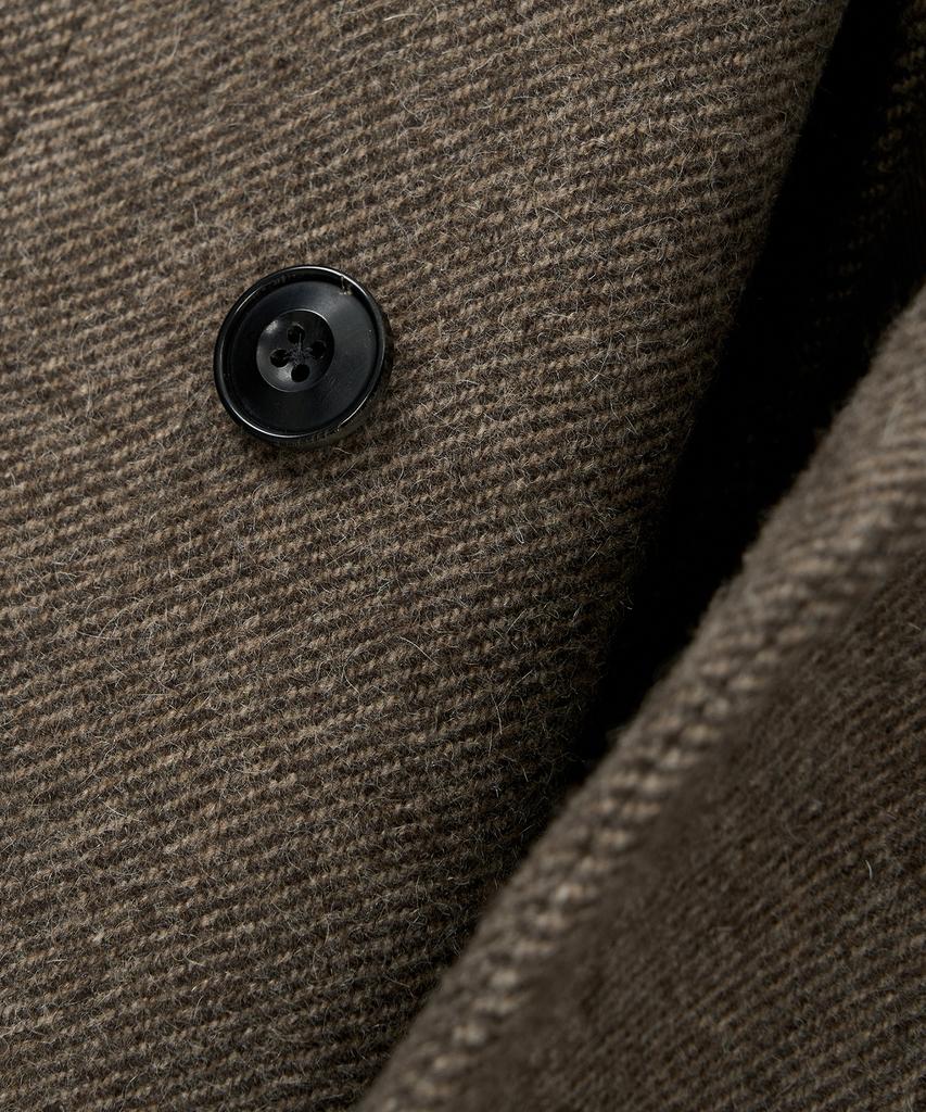 Noirer Alpaca Twill Double-Breasted Coat (Brown)