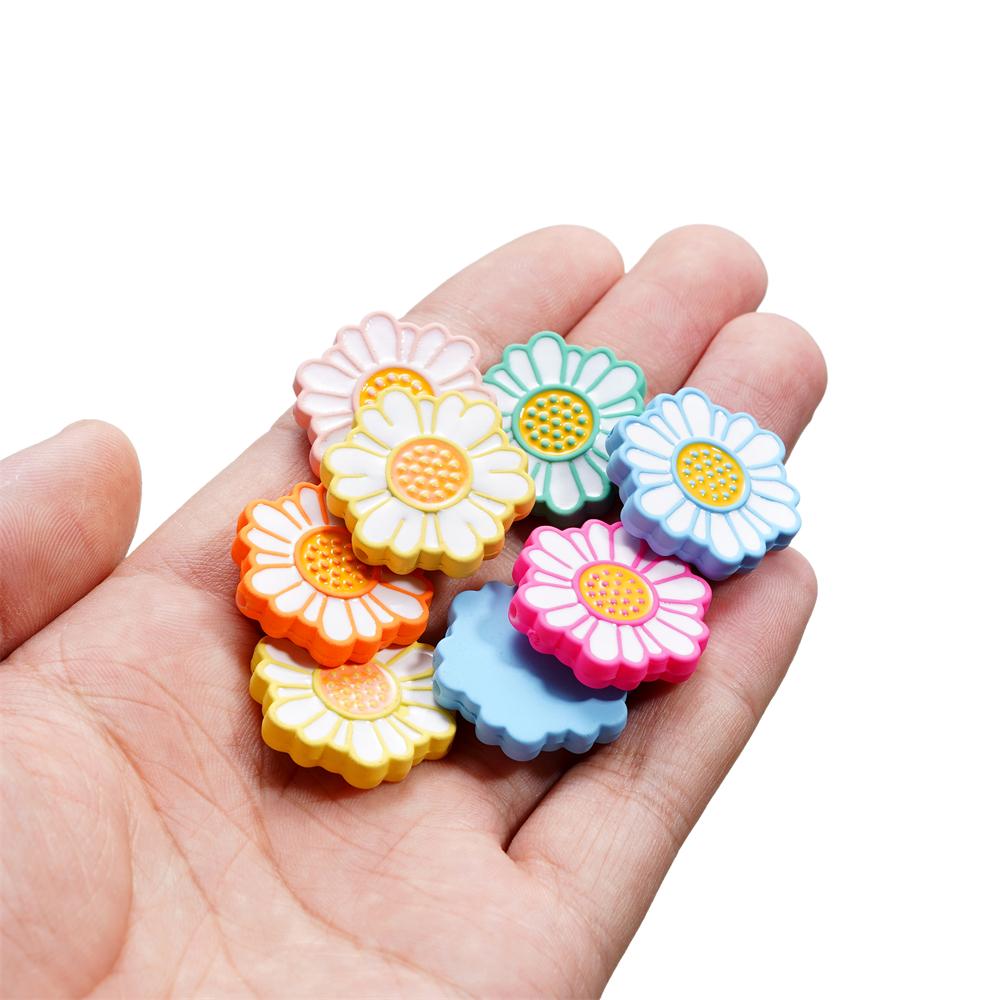 5Pcs/Lot 23*24.6mm Acrylic Daisy Shape Loose Spacer Beads for DIY Jewelry Making Necklace Bracelet Findings Accessories