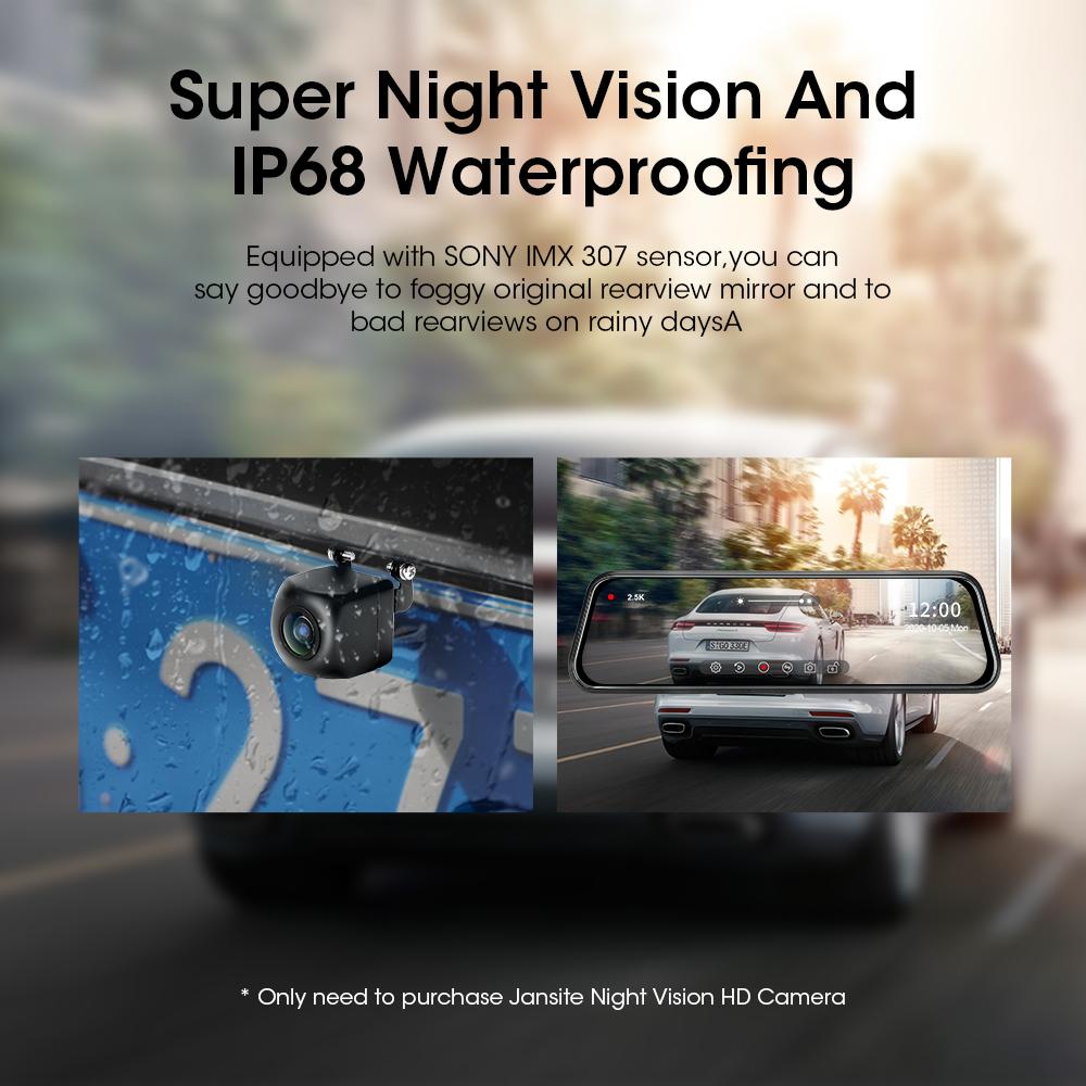 Mirror DVR with WIFI Car Rearview Mirror Recorder 2K Dash Cam Registrar Rear View Camera Vehicle Black Box