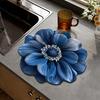 Dish Drying Mat Realistic Flower Designs Diatomaceous Earth Quick Drying Mat Absorbent Heat Insulating Mat for Kitchen Counter Dining Table