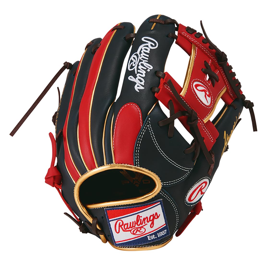 

Мягкая бейсбольная перчатка Rawlings HYPER TECH COLOR SYNC для питчеров и инфилдеров, GR6HTCN62, Темно-синий/Алый, 11,25 дюйма, Для правши
