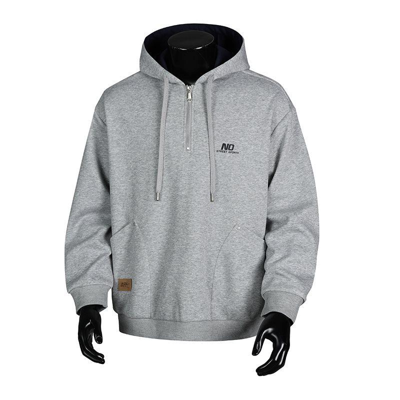 

American Retro Color Block Long Sleeve Jacket & Loose Hooded Sweatshirt for Men - Versatile Casual Trend L
