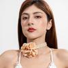 Cross Border Autumn New Sparkling Braided Rope Satin Flower Necklace Women's Jewelry Fashion Elegant Flower Necklace