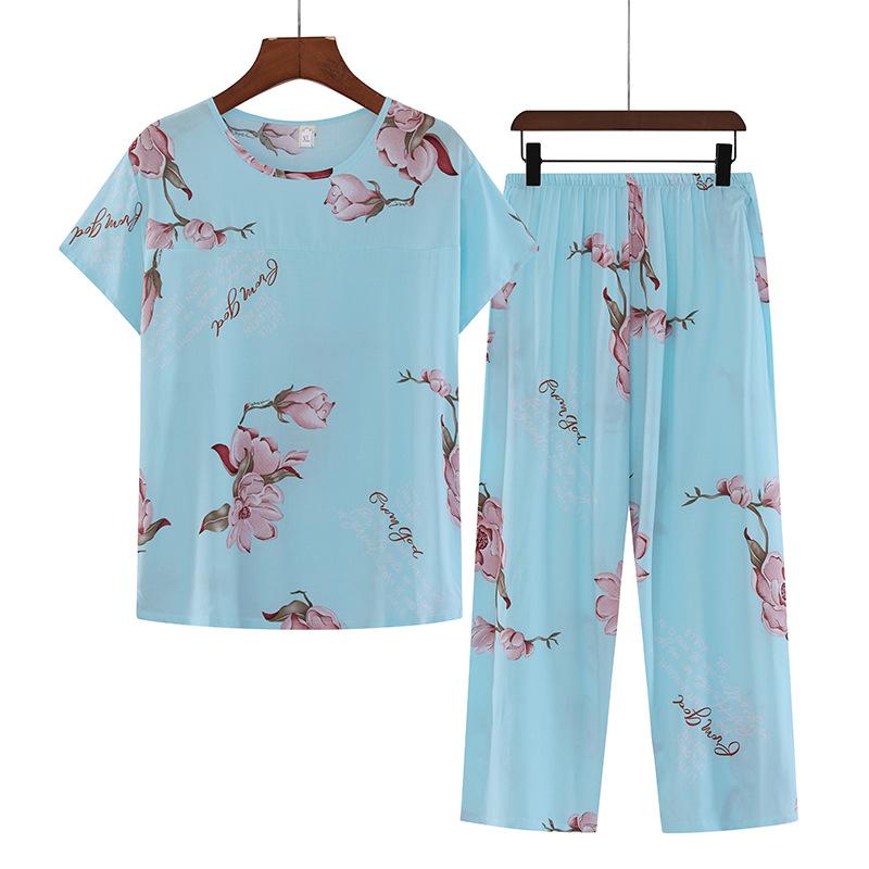 Summer Women's Cotton Pajamas Women's Thin Short Sleeve Set Plus Size Women's Loungewear Can Be Breathable and Antibacterial Sleepwear