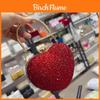 Mini-Handtasche in Herzform aus Acryl mit Strasssteinen und Kette für Abendgarderobe