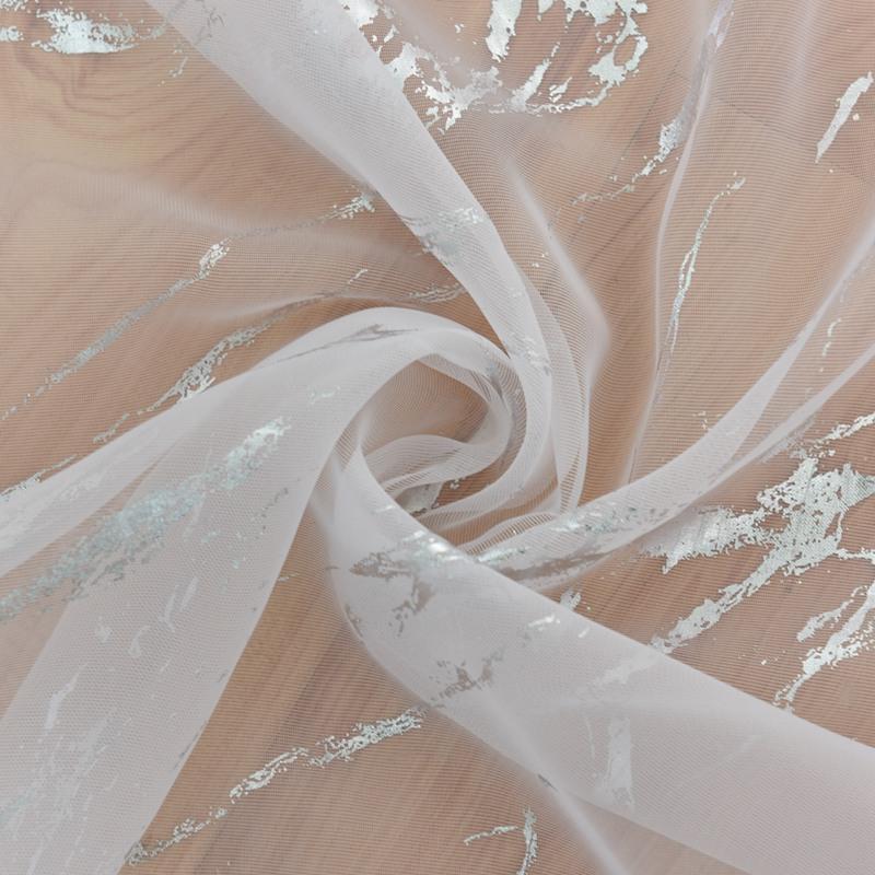 White Tulle Curtains For Living Room Marble Striped Gold Silver Printed Sheer Curtains For Bedroom Balcony Door