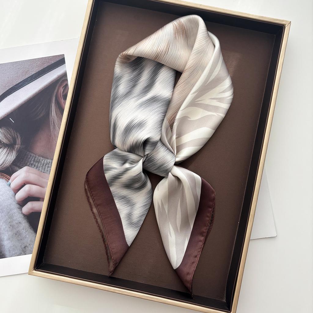 Women Square Scarf Silk Imitation Floral Print Neckerchief Bandana Lady Shawl Scarves Wrap Head Hair Band Ties