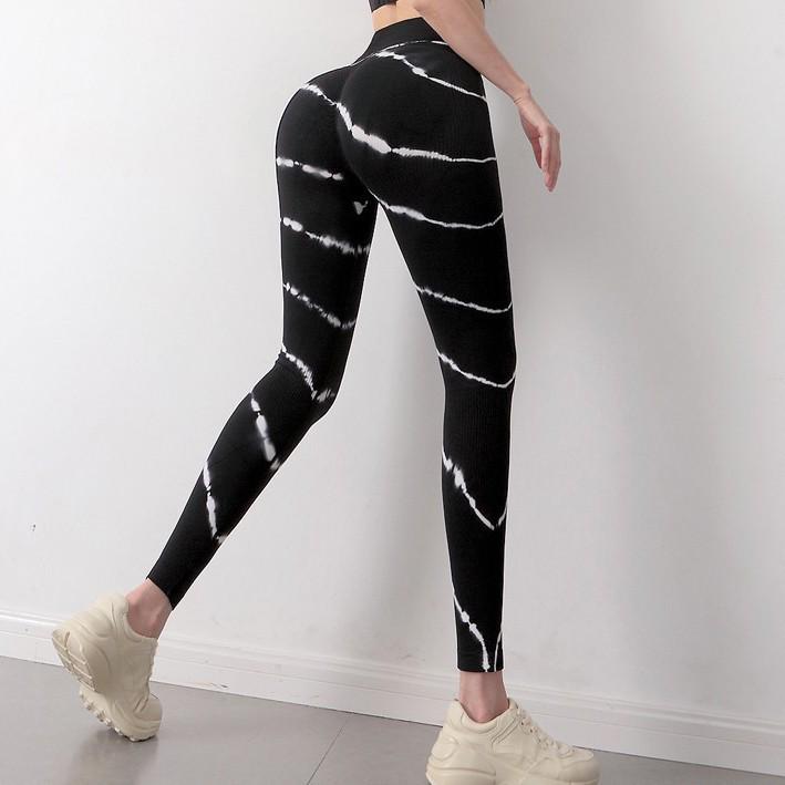 Seamless High-Waist Tie-Dyed Yoga Leggings for Women