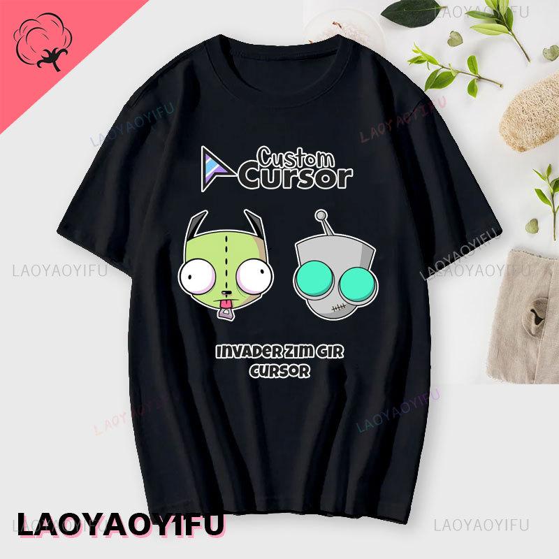 Lustiges Invader Zim Invader Gir Grafik T-Shirt Bild Männer Frauen Baumwolle Camisetas Cartoon Retro Baumwoll-Tees Liebliche Streetwear Oberteile