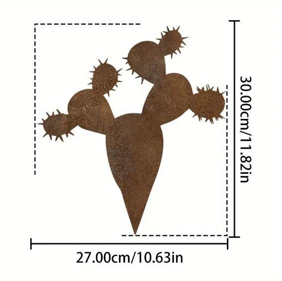 

Rusted Wrought Iron Cactus Stake - Garden Decoration & Flower Pot Accent Contact for More Sizes
