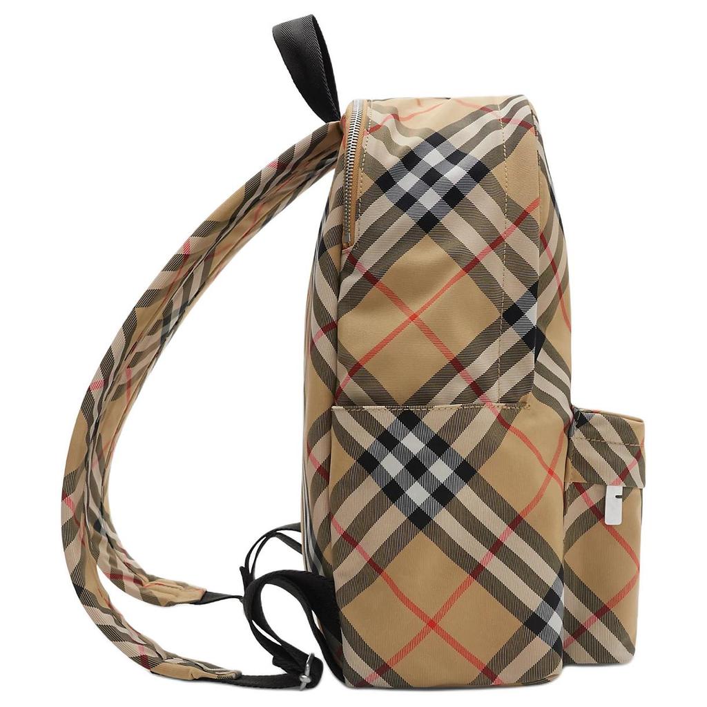 Burberry Two-Way Zipper Closure Front Pocket Embellished Equestrian Knight Design Polyester Backpack Small Men Backpack Beige 81023541