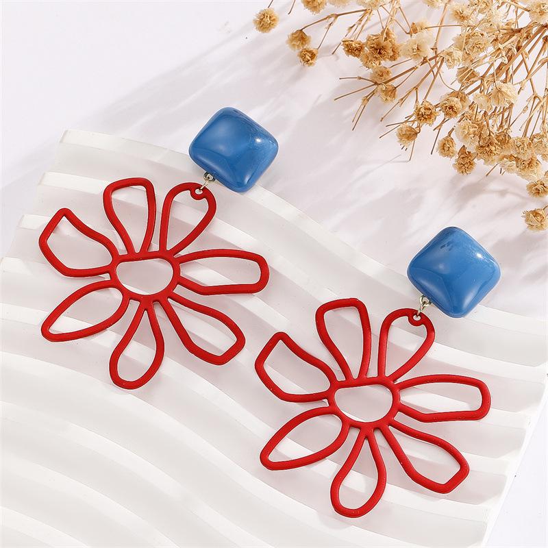 Warm Rose Characteristic Flower-shaped Earrings Beach Style Ethnic Style Exaggerated Earrings for Women
