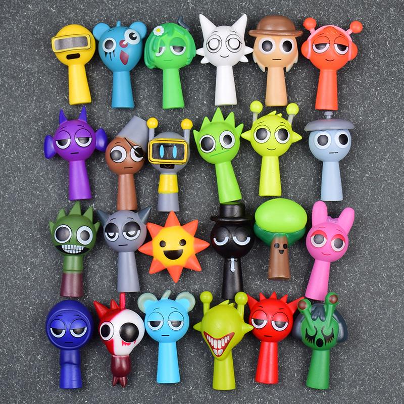 Hot 24pcs/Set Mini Sprunki Action Figure Toy Cartoon Movie Sprunki Wenda Model Doll Figurines Kids Gift