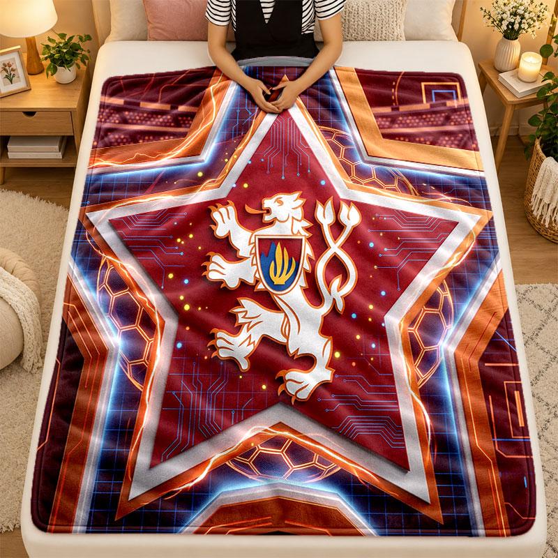 Flannel BlanketCzech Republic Football Warm Soft Throw Blanket for Indoor Sofa Bed Living Room Use