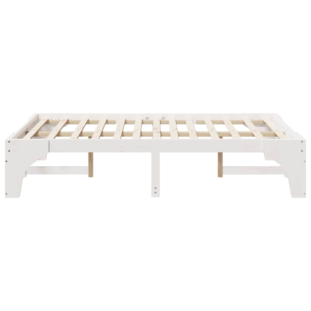 Bed Frame White 120 x 200 cm Solid Pine Wood