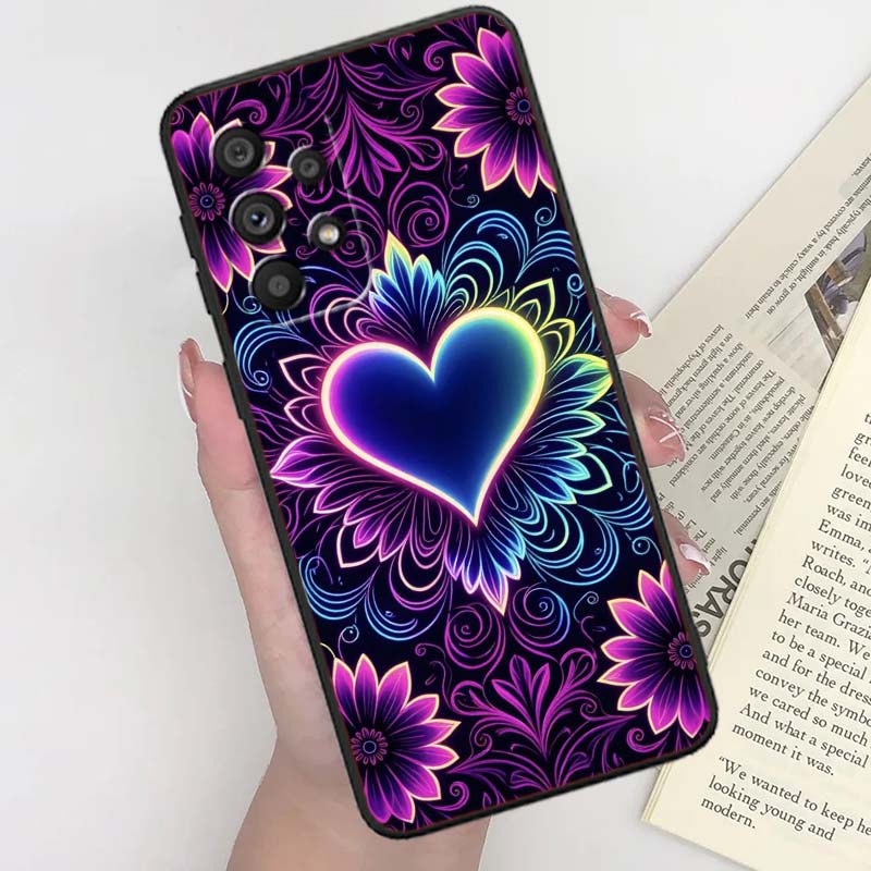 Luxurious Love Design Art Case For Samsung A41 A35 A34 A33 A32 A25 A24 A23 A21s A06 A05 A04 A03 Note 10 20 Ultra 5G Black