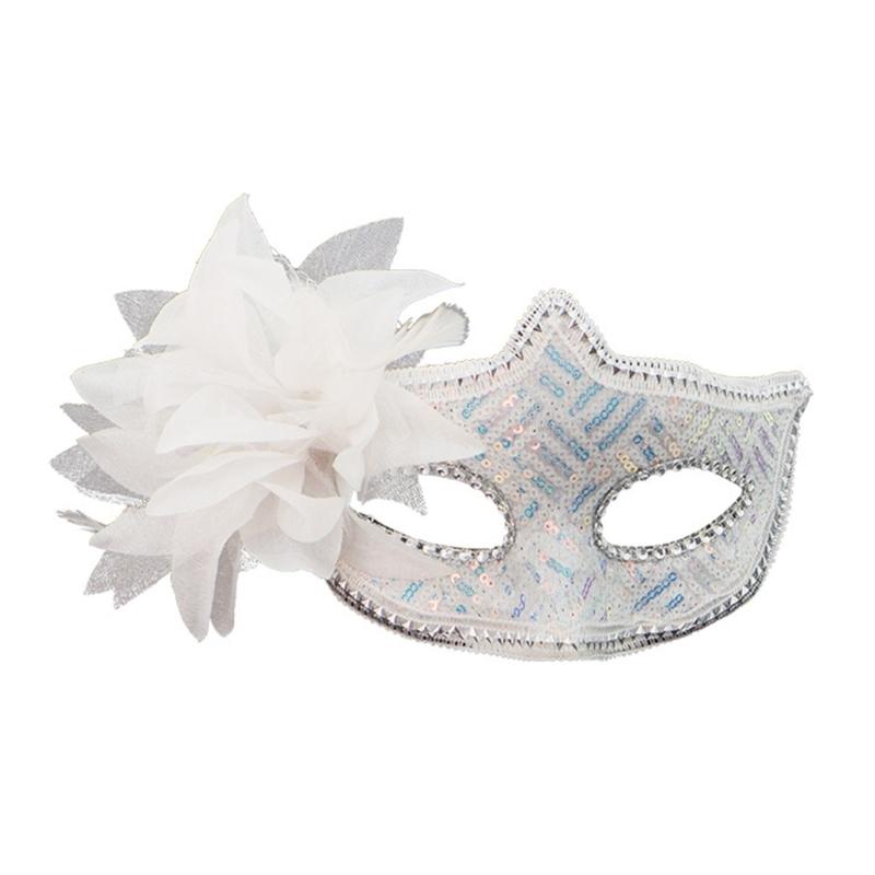 Elegant Side Flower Rhinestones Mask Breathable Face Mask Comfortable Wear Theatrical Use Costume Role Play Mask