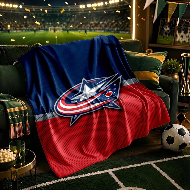 Columbus Blue Jackets Logo Throws Blanket Flannel Blankets Plush for Couch Bed Gifts for Men Women Travel picnic blanket Christmas fan gifts