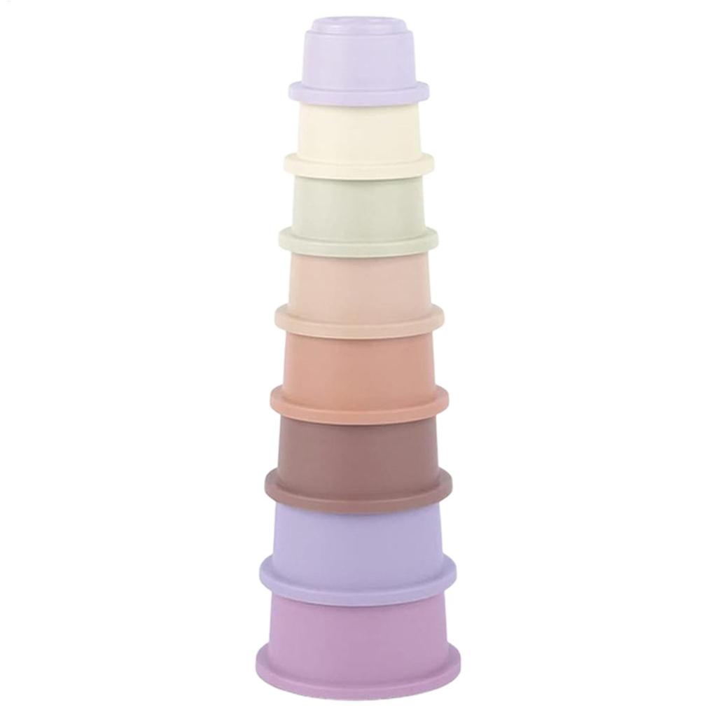 8Pcs Stacking Cups Toys for Rabbits Chinchillas Guinea Pigs  Multi-Colored Reusable Plastic Nesting Toys Stacking Cups Set