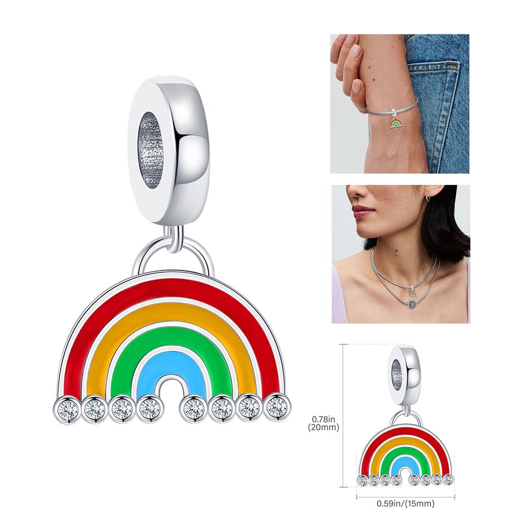 Copper Rainbow Pride Month Charm Pendant Heart Bead Unlimited Fit Original Bracelet For Women Jewelry Gift